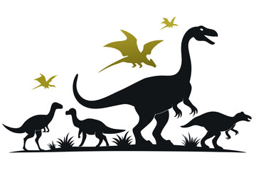 dinosaurs silhouettes vector