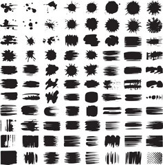 Assorted Ink Splatter Grunge Brushstrokes Decorative Design Elements Collection