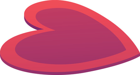 Cartoon red heart-shaped rug, home textile, isolated icon.