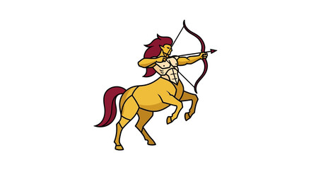 A stylized illustration of a centaur, a mythical creature that is half human and half horse, drawing a bow and arrow.