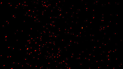 Bright sparks scattered across a dark background, like glowing embers in the night. Each particle glows a soft orange-red hue, creating a sense of movement and warmth. Fire particles floating in space