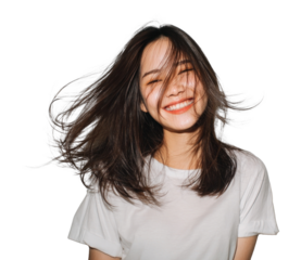 PNG Joyful woman with flowing hair