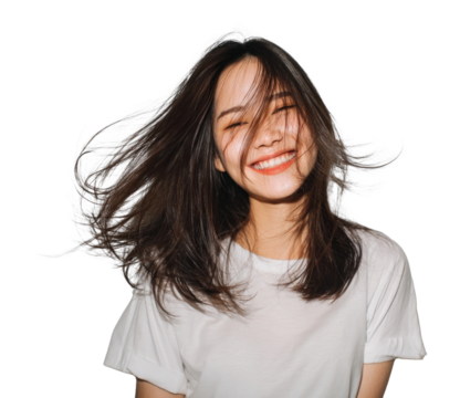 PNG Joyful woman with flowing hair - Powered by Adobe