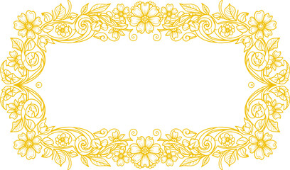 Elegant Floral Frame: Golden Ornate Design