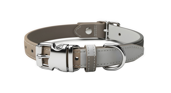 Isolated View of Realistic Pet Collar on White Background, Stainless Steel Buckle, Lifestyle, Product Photo, Modern Concept