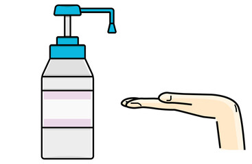 手をアルコール消毒するイラスト
