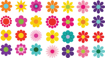 Beautiful simple vector flowers set design eps