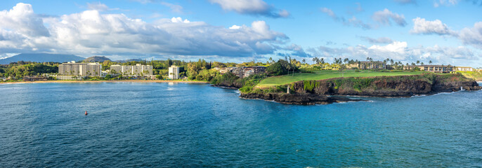 Kalapaki Bay near Nawilliwilli cruise terminal, Lihue, Kaua'i, Hawaii, USA
