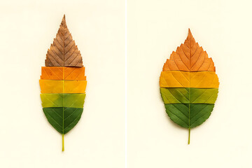 Creative layout of colorful autumn leaves 