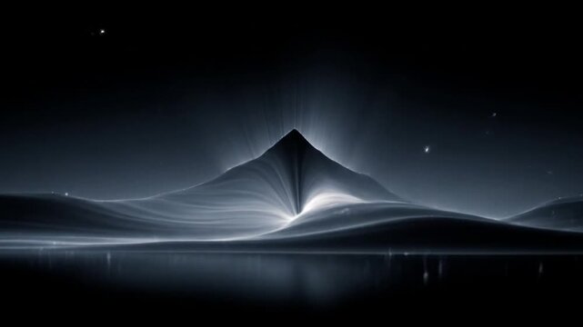 Abstract digital mountain visualization futuristic artistic landscape with light rays