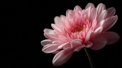    a pink flower on a black background with a blurred center