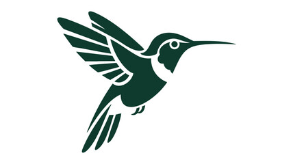 Obraz premium Elegant dark green hummingbird emblem detailed silhouette graceful wings open hovering motion
