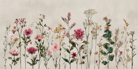 watercolor, flowers, floral, garden, wildflowers, botanical, nature, spring, summer, pastel, soft, delicate, elegant, art, illustration, painting, drawing, hand-painted, organic, growth, bloom, blosso