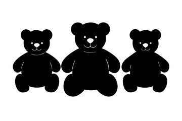 teddy bear black silhouette vector, teddy bear black icon