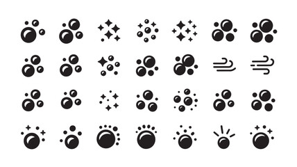 Set of water and wind icons simple flat design elements for weather forecast isolated on white background