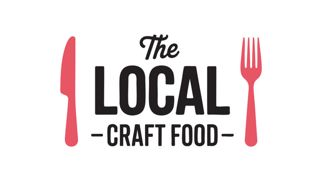 The local craft food logo bright pink utensils bold text
