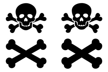 skull and crossbones silhouette vector, crossbones and skull death black symbol