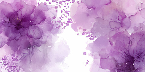 Soft purple floral watercolor background with delicate petals and glitter accents