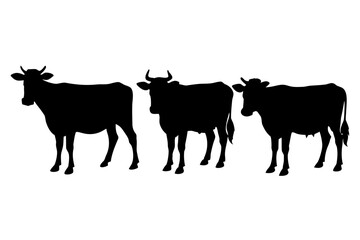 cow silhouette vector set, cow black symbol