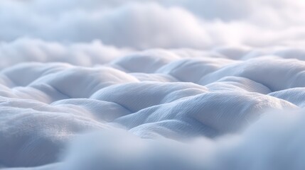 A soft, fluffy cloudscape fills the frame, with gentle textures and gradients creating a sense of peace and tranquility. 