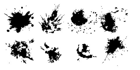 ink blots and splats. detailed ink splats Hyperrealistic Highly Detailed Isolated On Transparent Background	