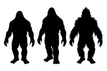 bigfoot silhouette vector set, bigfoot black symbol, bigfoot icon
