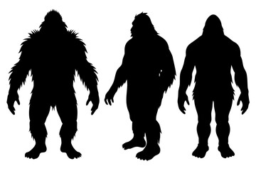 bigfoot silhouette vector set, bigfoot black symbol, bigfoot icon
