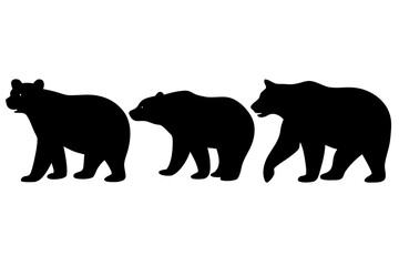 bear silhouette set, bear black icon, bear symbol