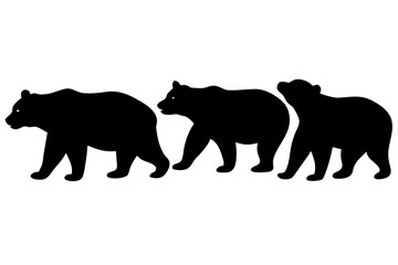 bear silhouette set, bear black icon, bear symbol