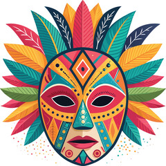 Colorful carnival mask with bold abstract shapes.