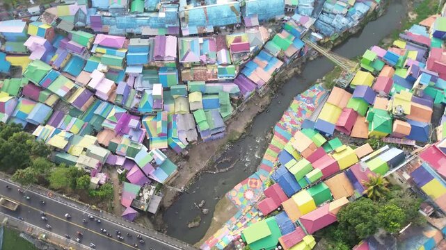 Aerial view of Colorful Village in Java
