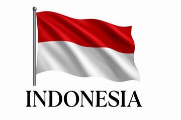 Waving indonesian flag with country name below