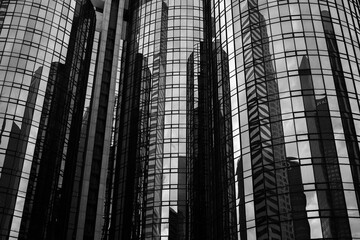 Brutalist Modern Architecture – Black and White Urban Photography of Concrete and Glass Facade with Geometric Composition, Reflection, and Minimalist Design in Contemporary Cityscape