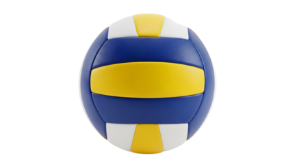 Closeup of a blue yellow and white volleyball against a perfect for sports advertising and athletic equipment promotions