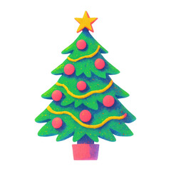 PNG Colorful festive Christmas tree illustration.