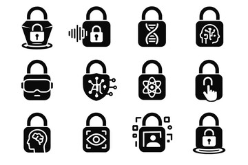 Holographic neural vector futuristic gesture scan lock quantum icons icon ar ai
