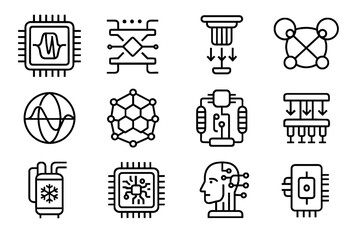 Entanglement processor futuristic photon nodes icon ion vector connector controller computing core