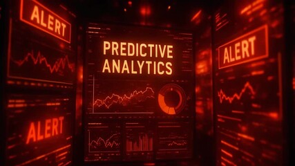 Futuristic data visualization showcasing predictive analytics with alert warnings, highlighting the power of technology in decision-making. - Powered by Adobe