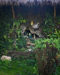 A miniature Nativity scene in a park in the village of Rastoke, Croatia