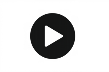 Play button icon representing video content and multimedia streaming, start interface symbol, transparent background