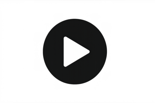 Play button icon representing video content and multimedia streaming, start interface symbol, transparent background