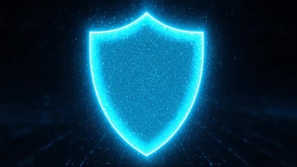 A glowing blue shield symbolizing protection and security in the digital space, perfect for technology and cybersecurity themes. - Powered by Adobe