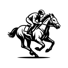 Horse Racing Vector | Jockey on Racehorse Silhouette | Equestrian Sport Illustration | Speed Horse Clipart | Riding Logo Design