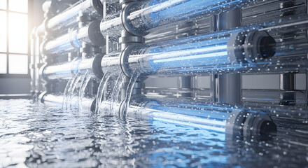 Industrial water purification system utilizing ultraviolet light technology for disinfection and sterilization of flowing water