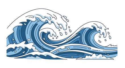 Fototapeta premium Vector Art Ocean Waves Illustration with Dynamic Blue Tones for Creative Design