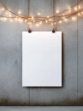 Minimal Holiday Poster Mockup with Warm Lights