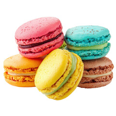 Colorful macarons stacked on a white background ready to be enjoyed or shared during a sweet celebration isolated on transparent background