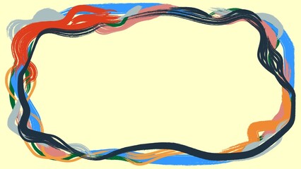 Colorful artistic frame made of brush strokes on a light background