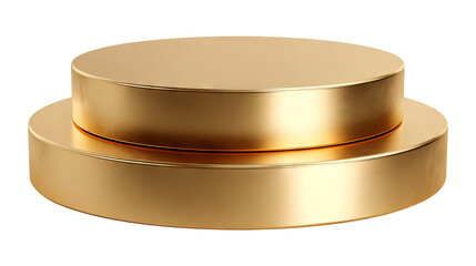 Golden round podium display isolated on a transparent white background, clipping path