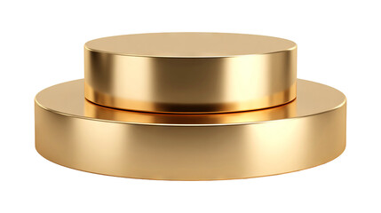 Golden round podium display isolated on a transparent white background, clipping path